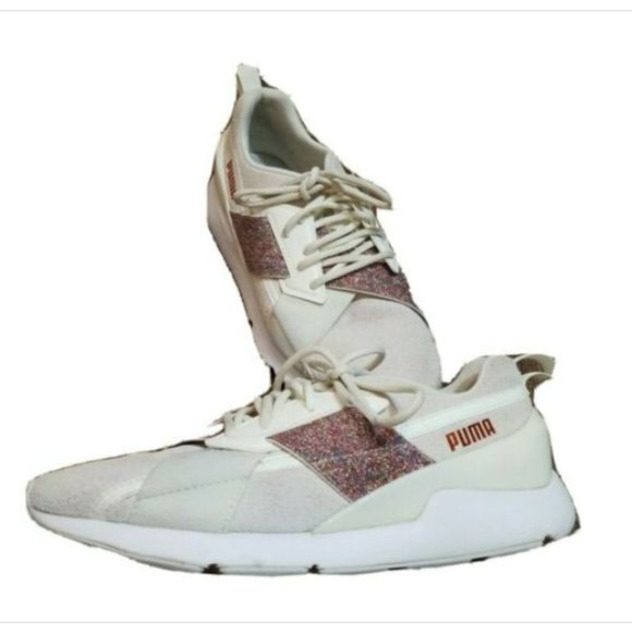 Puma Ignite Metallic Sparkle Strap Low Top Lace Up Athletic Shoes Sneakers - Picture 3 of 13